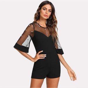 Pearls Mesh Romper NWOT